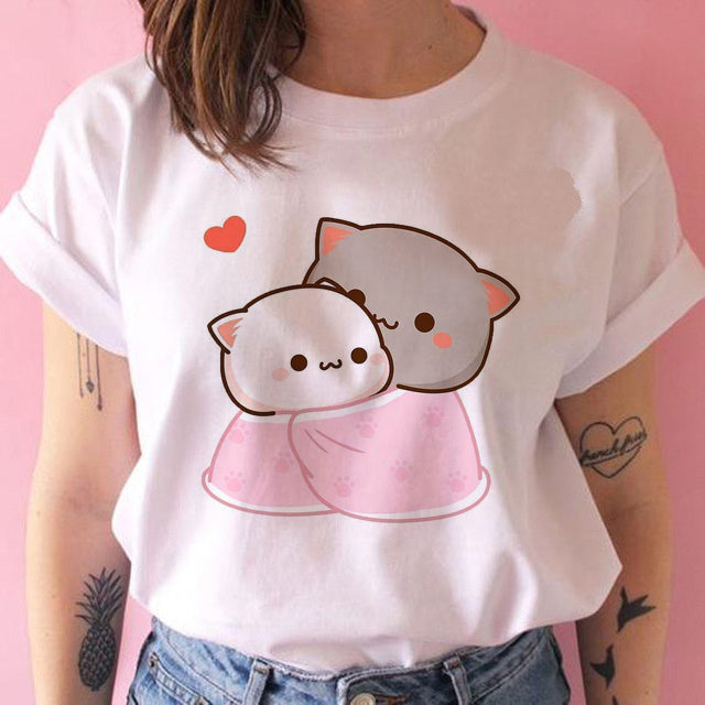 Fashion Women Harajuku Kawaii Women Ullzang Casual Punk Tshirt Funny Cartoon Cute Anime Top Tee Female